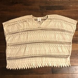 Cabi Capri Ivory Lace Crochet Top Coverup 5026 Love Carol Size Small Boho Cotton